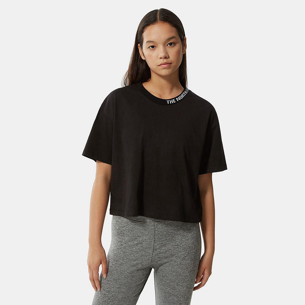 The North Face Crop Zumu Κοντό μανίκι Γυναικεια T Shirt - Μαυρα (GQWH86754)